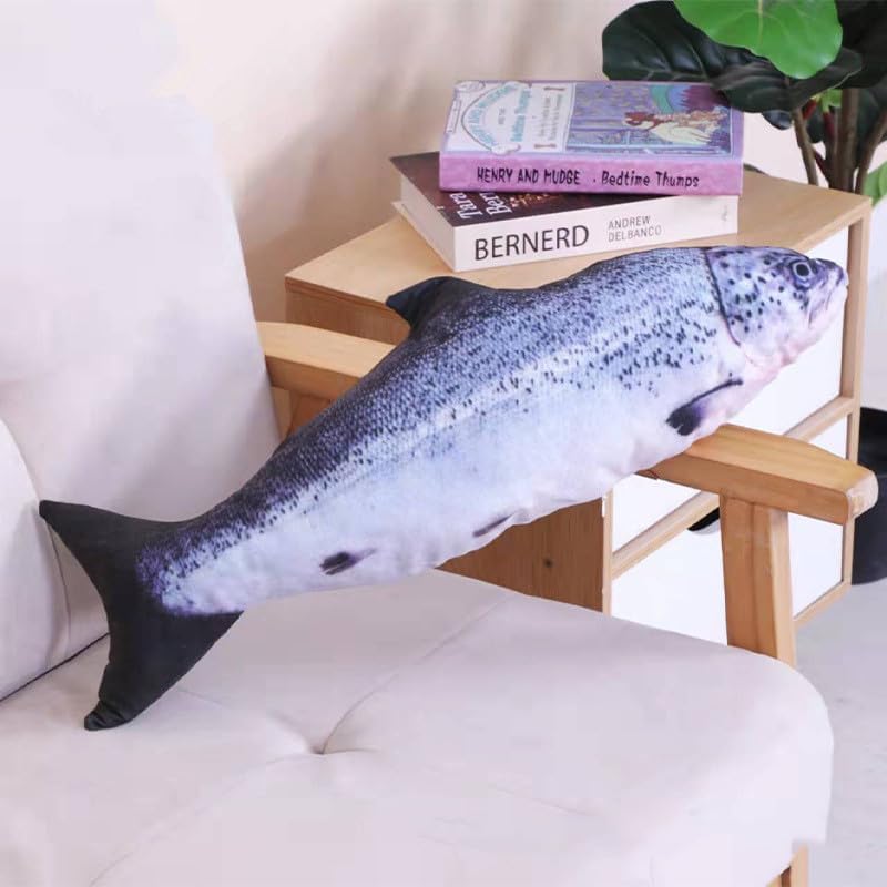 31 inch Giant Simulation Fish Stuffed Animal,Soft Salmon Cushion Pillow 3D Simulation Fish Plush Pillows,Chubby Stuffed Salmon Toy Throw Pillow for Kid's Room Décor Pillow, Kids Gift (31inch/ 80cm)