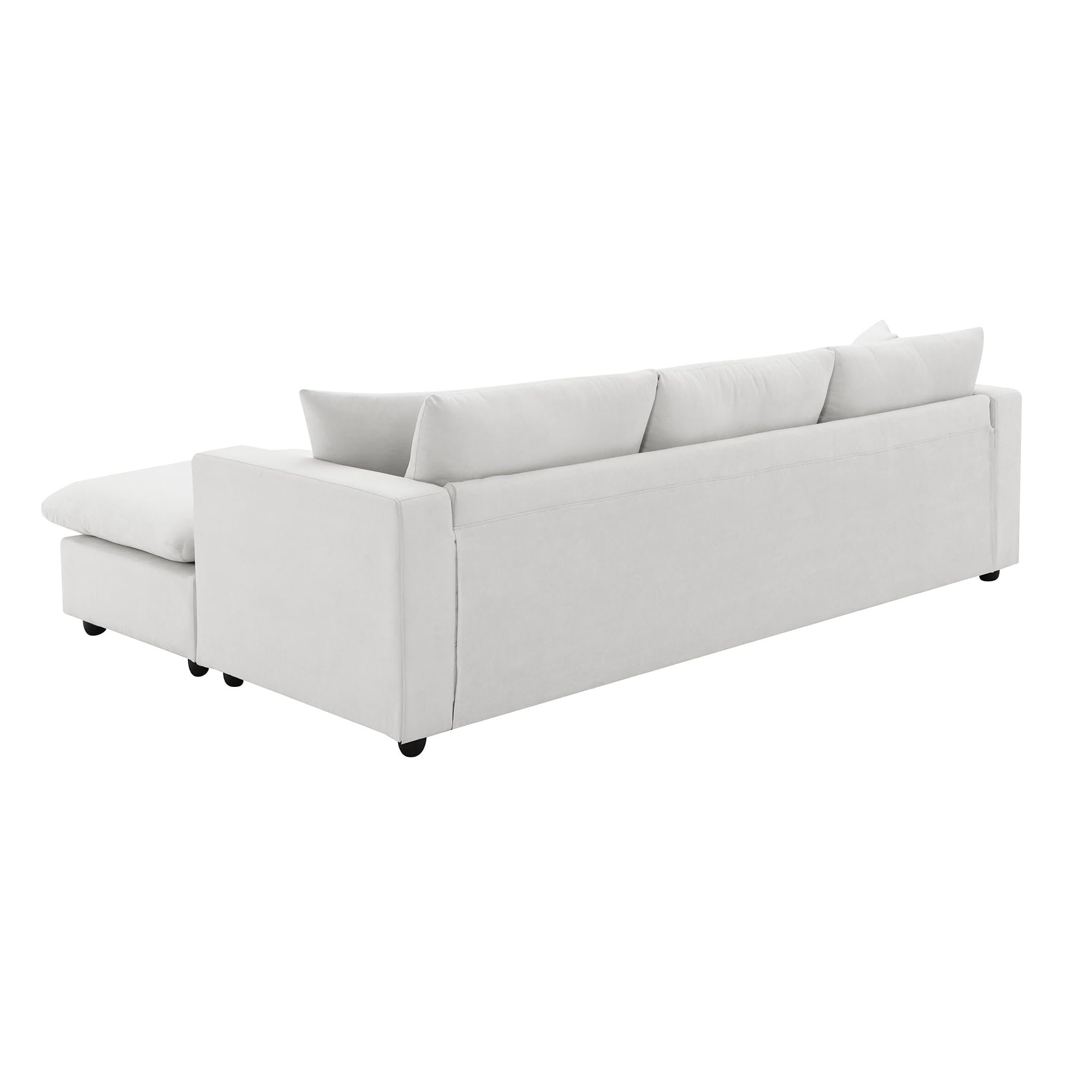 Tmsan 100.4" Modular Sectional Sofa Cloud Couch for Living Room, Modern Convertible L Shaped Couch Set with Ottoman, 4 Seater Polyester Fabric Sofa with 2 Pillows for Apartment Office (White)