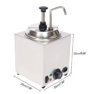 LIYUANJUN Nacho Cheese Warmer, 2.6QT Commercial Hot Fudge Warmer Butter Buttery Topping Chili Dispenser Pump Stainless Steel Cheese Dispenser Machine 86-230℉ 800W 110V (Silver)