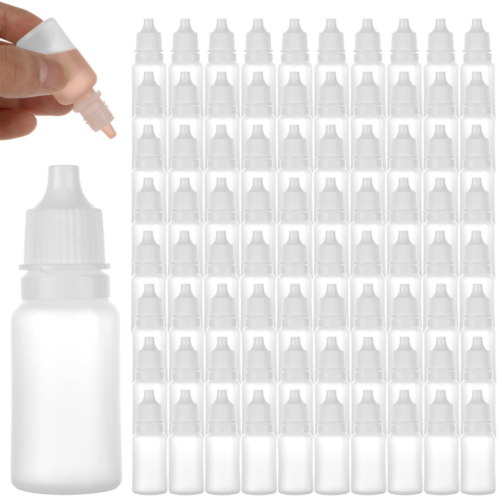 AKOLAFE 100PCS 10ML Plastic Dropper Bottle with Caps Empty Eye Dropper Bottle Clear Essential Oil Bottle Mini Squeeze Bottles Bulk Squeezable Ear Drop Bottle Travel Size Small Bottle for Liquids Paint