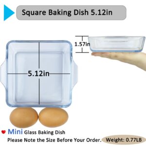 MINI- 5in Square Glass Baking Dish for Oven, Borosilicate Glass Casserole Dish, Glass Baking Pan for Air Fryer Oven