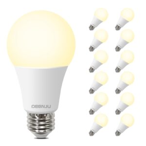 degnju light bulbs,100 watt light bulb eqv, warm light bulbs led 1500lm, soft white light bulb e26, 13w bright standard appliance light bulb, 15000h, non-dimmable, white light bulbs for rooms, 12 pack