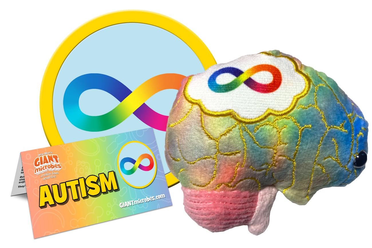 GIANTmicrobes Autism Plush, Autism Teacher Gifts, Autism Mom Gifts, Autism Awareness Gifts, Autism Pillow, Autism Decor, Autism Gifts for Therapist, Autism Brain Stuffed Animal, Neurodiversity Gifts