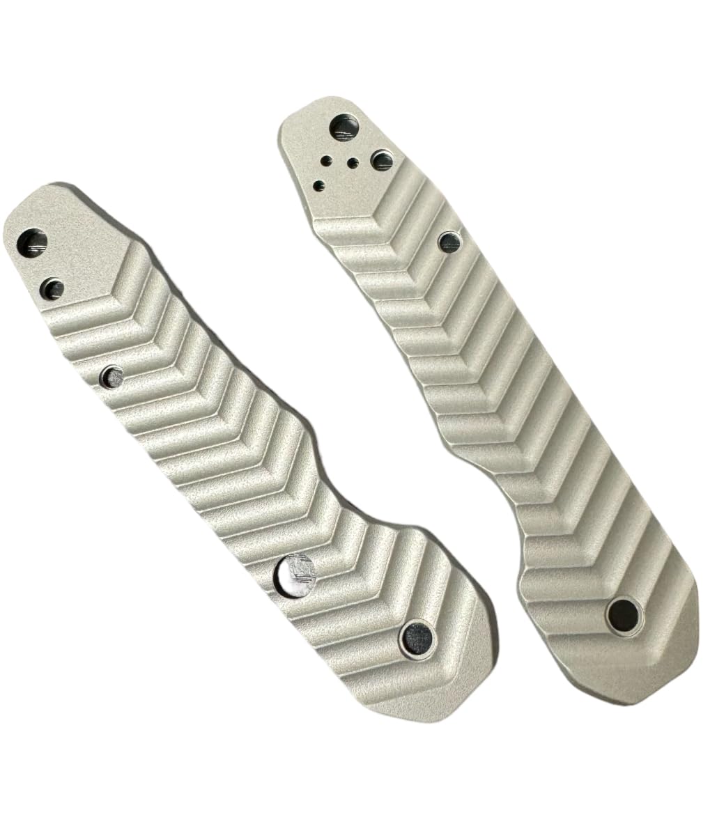 August Engineering Scales for Spyderco Smock Knife C240CFP Compression Lock S30V Classic Texture & Chevron Design (Knife Not Included) AE-1151 AE-1152 (Chevron Aluminum - Silver)