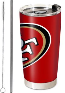 ximerto football insulated coffee tumbler, 20oz stainless steel vacuum travel tumbler cup with lid and straw, coffee cup mugs for san francisco cold or hot drinks