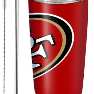 Ximerto Football Insulated Coffee Tumbler, 20oz Stainless Steel Vacuum Travel Tumbler Cup with Lid and Straw, Coffee Cup Mugs for San Francisco Cold or Hot Drinks