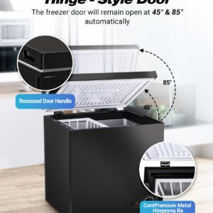 Tymyp Chest Freezer Deep Freezer 5.0 Cu.Ft Freezer Black Free-Standing Top Door Freezer Adjustable 7 Thermostat and Removable Basket Open Deep Freezer Energy Saving Garage Basement Apartment Kitchen