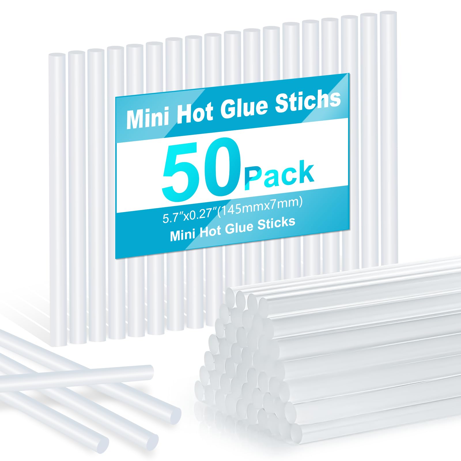 Mini Hot Glue Sticks for Glue Guns, 50-Piece Hot Glue Sticks, 5.8" Long x 0.27" Diameter, Small Size, Hot Glue Gun Sticks Versatile for Crafts, DIY Home Decor and Gluing Projects