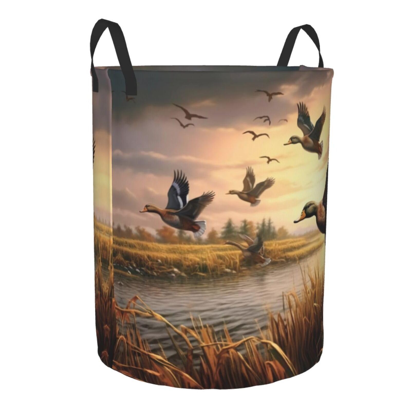 Hunting Flying Mallard Ducks Laundry Hamper,Portable Clothes Hampers,Storage Basket Toys Storage Organizer For Home Dorm