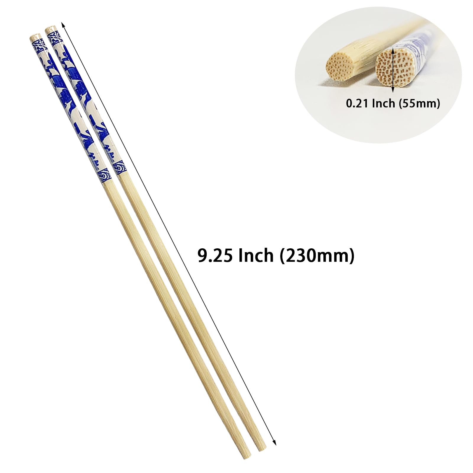 UEJYWUY 200 Pairs 9 Inch Disposable Chopsticks, Separated Sleeved Individually Wrapped Disposable Bamboo Chopsticks, Bamboo Wooden Chopsticks for Noodles, Sushi, Asian Food