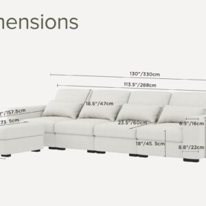 Youmumeub Oversized Modular Sectional Couch with 4 Lumbar Pillows, L Shaped Couches for Living Room, 130" 4 Seater Sofas with Storage Ottoman U Shaped Sofa, Beige