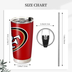 Ximerto Football Insulated Coffee Tumbler, 20oz Stainless Steel Vacuum Travel Tumbler Cup with Lid and Straw, Coffee Cup Mugs for San Francisco Cold or Hot Drinks