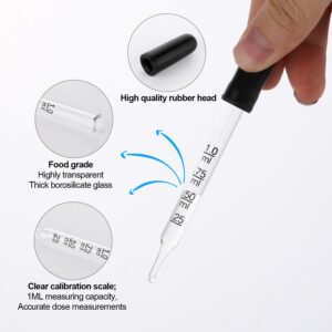 4pcs 1ml Dropper, Glass Dropper with Measurements Bent & Straight Tip Calibrated Accurate Dose Measuring Pipettes Dropper for Essential Oils, Feeding, Ear, Laboratory