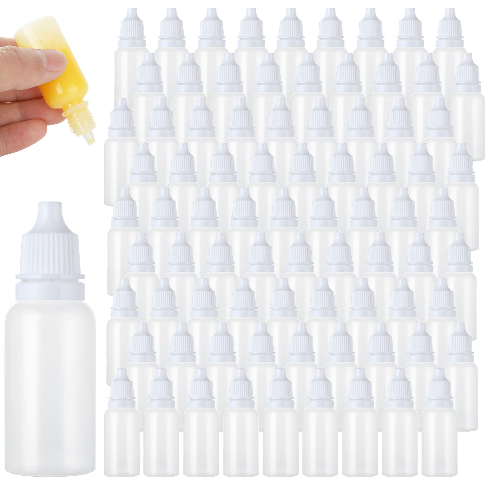 AKOLAFE 100Pcs 20ML Plastic Dropper Bottle with Caps Empty Eye Dropper Bottle Clear Essential Oil Bottle Mini Squeeze Bottles Bulk Squeezable Ear Drop Bottle Travel Size Small Bottle for Liquids Paint