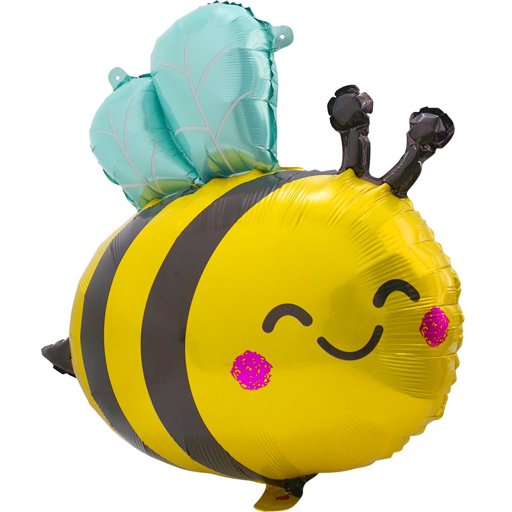 Cute Smile Face Bee Balloons Lovely Woodland Honeybee Balloons Bee Theme Birthday Supplies Party Decorations Baby Shower, 6 Pack Big Cartoon Bumblebee Mylar Foil Balloons Animal Party Balloons