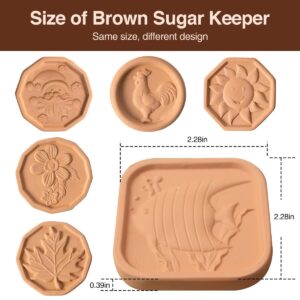 Dizzily 6 Pcs Brown Sugar Keeper, Terracotta Brown Sugar Disc Saver, Brown Sugar Softener for Food Storage Containers, Multiple Uses for Food Storage Containers, Reusable and Food Safe