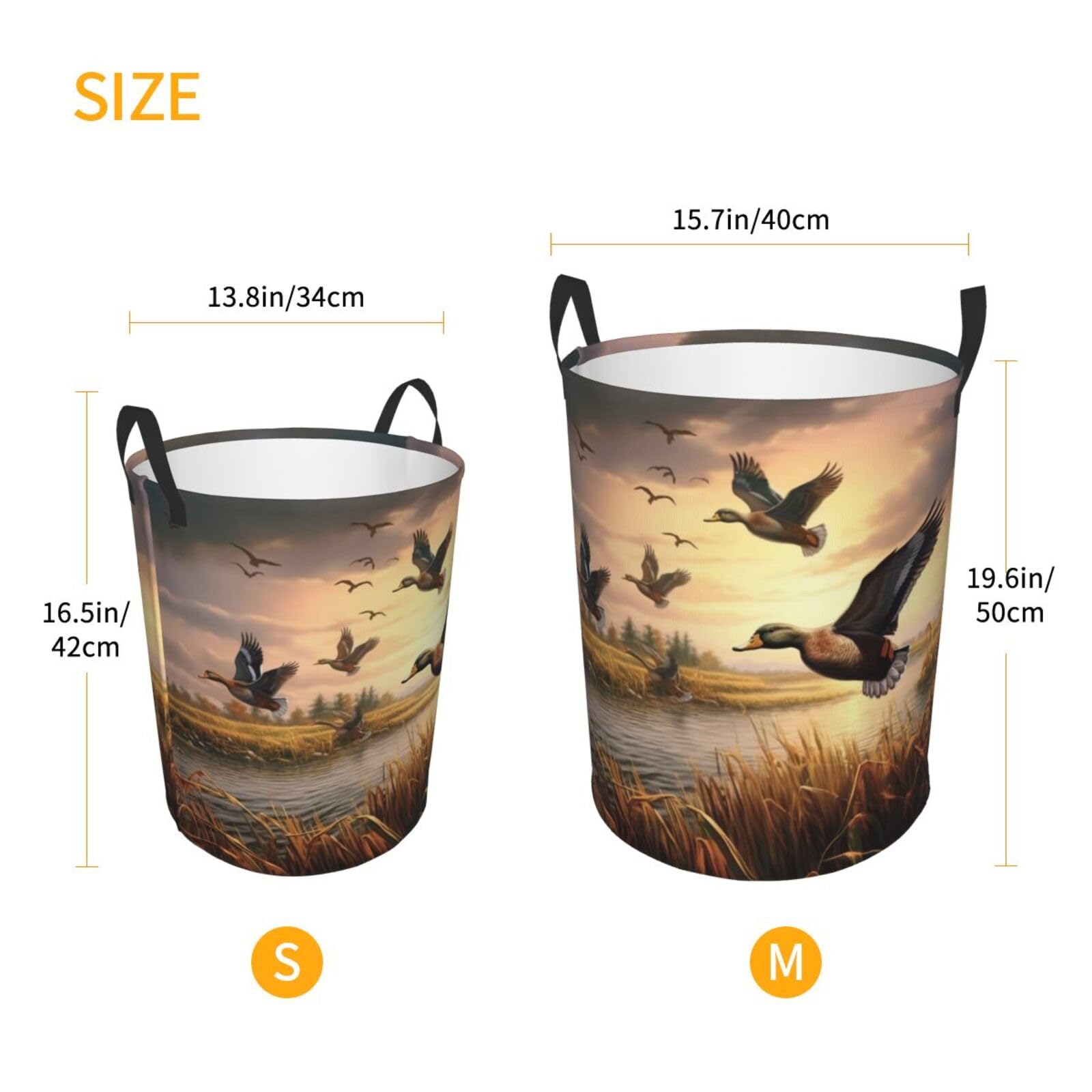 Hunting Flying Mallard Ducks Laundry Hamper,Portable Clothes Hampers,Storage Basket Toys Storage Organizer For Home Dorm