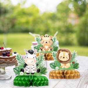 Safari Baby Shower Honeycomb Centerpiece Table Decorations 7pcs Jungle Animals Party Supplies for Baby Shower Boy Decoration Wild One Birthday Outfit Boy Girl Gender Reveal Safari Party Decor Supplies