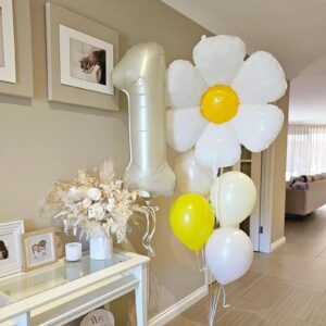 40 Inch Cream Number 1 Balloon, Beige Large 1st Birthday Balloons, Digital 1 Cream White Giant 1 Foil Balloon Helium for 1st Birthday Decorations First Year Boys Girls Baby Shower Party Supplies