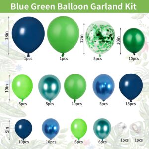 Blue Green Balloon Garland Kit, Blue Green Balloons and Green Confetti Balloons for Wedding Bridal Shower Birthday Baby Shower Party Decoration