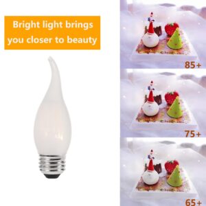 Sunaiony E26 Frosted Candelabra Bulb 40 Watt Equivalent LED Chandelier Light Bulbs, 2700K Warm White Medium Base 4W Dimmable LED Candle Light Bulbs, Frosted Glass Flame Tip Shape,6 Pack