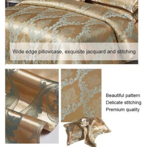 Satin Bed Sheet Set - European Luxury Satin Jacquard 4-Piece Bedding Set True Silk Duvet Cover Luxury Silky Satin Pillowcases Comforter Cooling and Super Soft (H,59 * 78.7in(Quilt Cover))