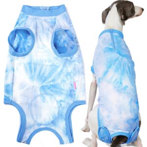 wabdhaly dog surgery recovery suit for female spay,tie dye blue dogs surgical recovery onesie,soft breathable cotton,prevent licking scratching medium suit,m tie dye blue