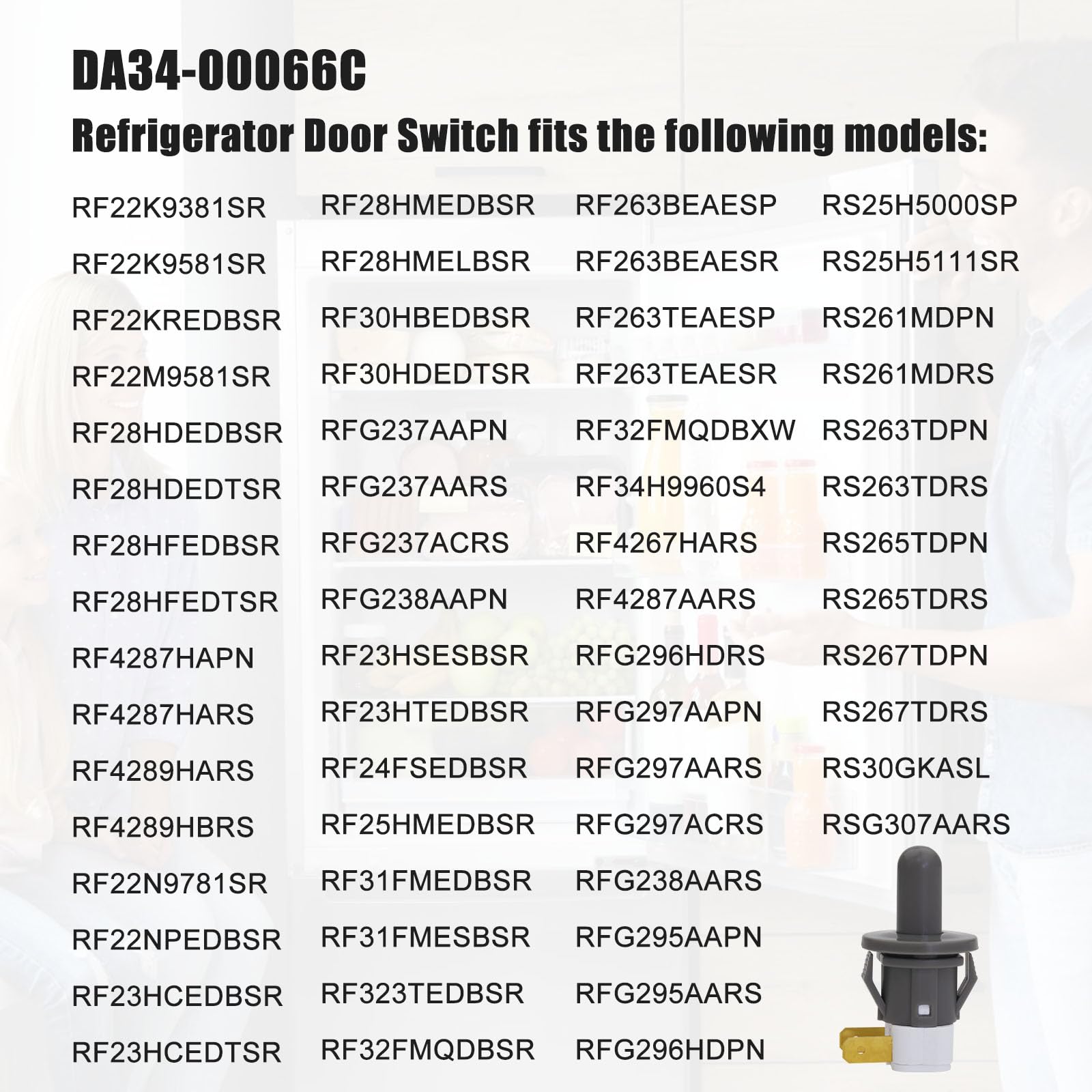 DA34-00066C Refrigerator Interlock Door Switch Replace 2705488, AP5306252, EAP4138763, PS4138763 Door Interlock Switch Compatible with Samsung Cecilware