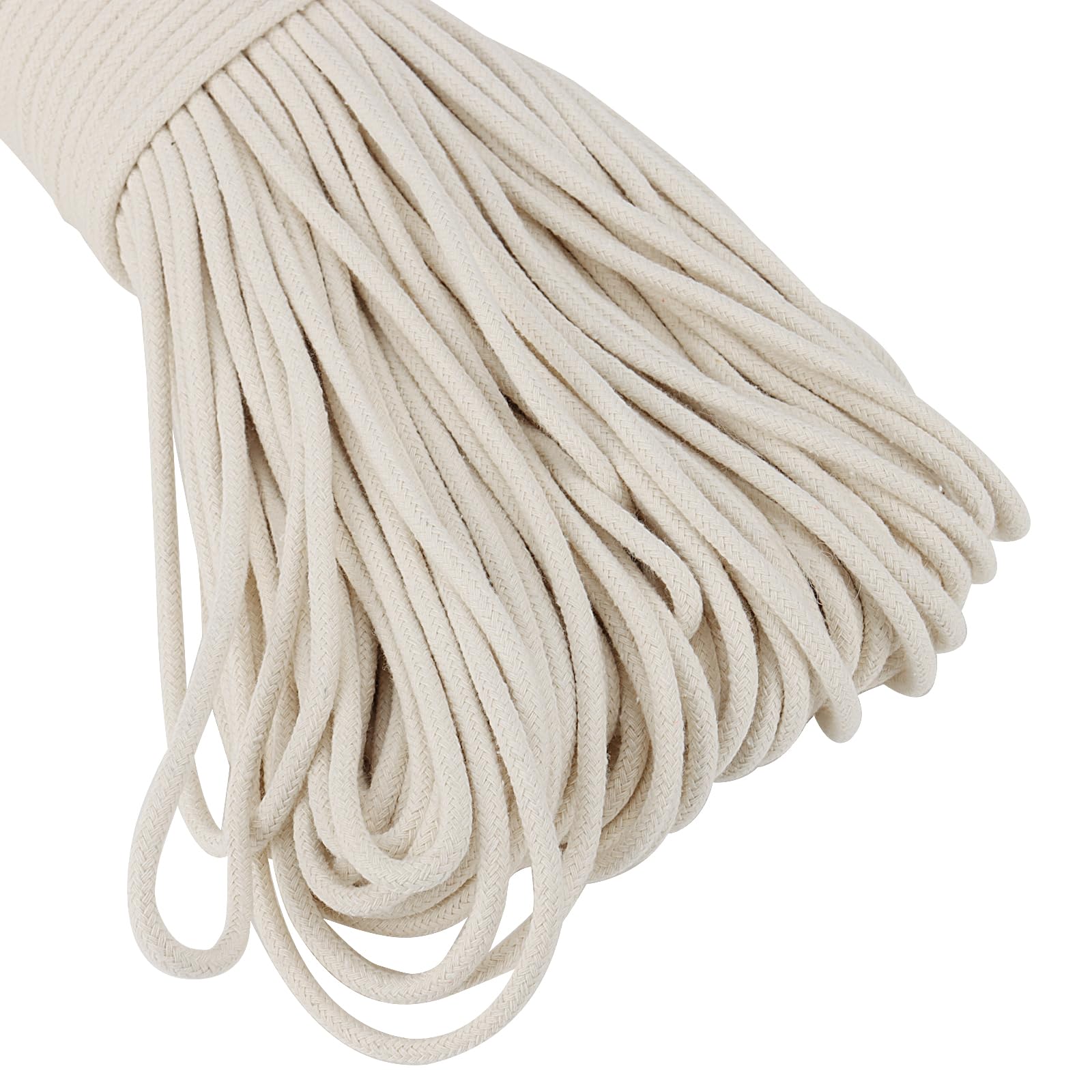 SOUJAP 328 Feet 5/32 Inch Cotton Rope, White Cotton Sash Cord, 4mm Thick Cotton Clothesline Rope for Window, Decoration, Tie Down