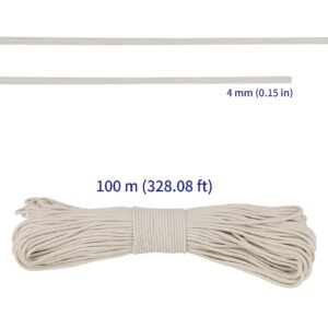 SOUJAP 328 Feet 5/32 Inch Cotton Rope, White Cotton Sash Cord, 4mm Thick Cotton Clothesline Rope for Window, Decoration, Tie Down