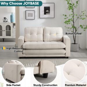 JOYBASE Sleeper Loveseat Pull Out Sofa Bed, Modern Upholstered Convertible Pull Out Couch Sleeper Sofa for Living Room (Beige, Fabric)