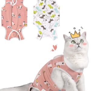 Purrpurrpets 2 Pack Cat Spay Recovery Suit Female, Breathable Cat Onesie for Cats After Surgery Female, Kitten Surgery Recovery Suit for Abdominal Wounds