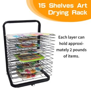 Art Drying Rack - Multi-Functional Art Storage Rack, 15 Removable Shelves for Classroom and Art Studio Use, Ideal for Paint Drying