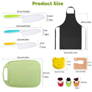 Choxila 10-Piece Toddler Knife Set - Kids Safe Knives for Real Cooking, Montessori Kitchen Tools with Cutting Board, Apron, Sandwich Cutter, and Fruit Cutters