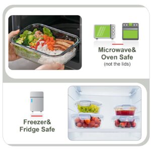 BAYZZ Glass Food Storage Containers Set, 24 Pieces Airtight Glass Meal Prep Containers with Lids,Microwave and Freezer Safe