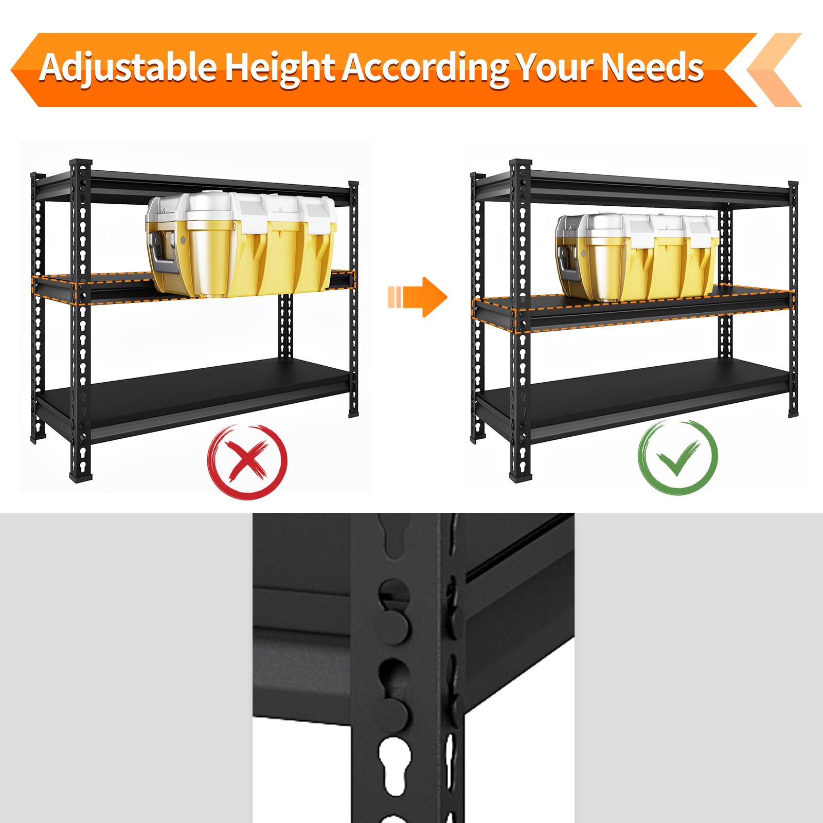 SDXYSTCE 3-Tier Garage Shelving Heavy Duty,40”W x 18”D x 36”H Metal Shelving Unit，1320 lbs Weight Capacity Adjustable Storage Shelves for Retiple Tanks, Aquariums, Pantry, Garage，Black