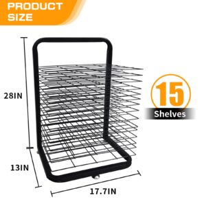 Art Drying Rack - Multi-Functional Art Storage Rack, 15 Removable Shelves for Classroom and Art Studio Use, Ideal for Paint Drying