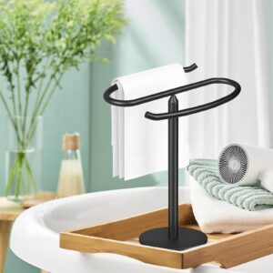 Hand Towel Holder,Free Standing Hand Towel Rack for Bathroom,304 Stainless Steel Towel Holder with Round Base,Brushed Gold