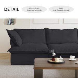 Cloud Modular Sectional Sofa,162.98" Down Filled Comfort U Shaped Sofa Couch for Living Room,Minimalist Wide Deep Seat Convertible Couches (4 Seater and 2 Ottoman,Black)