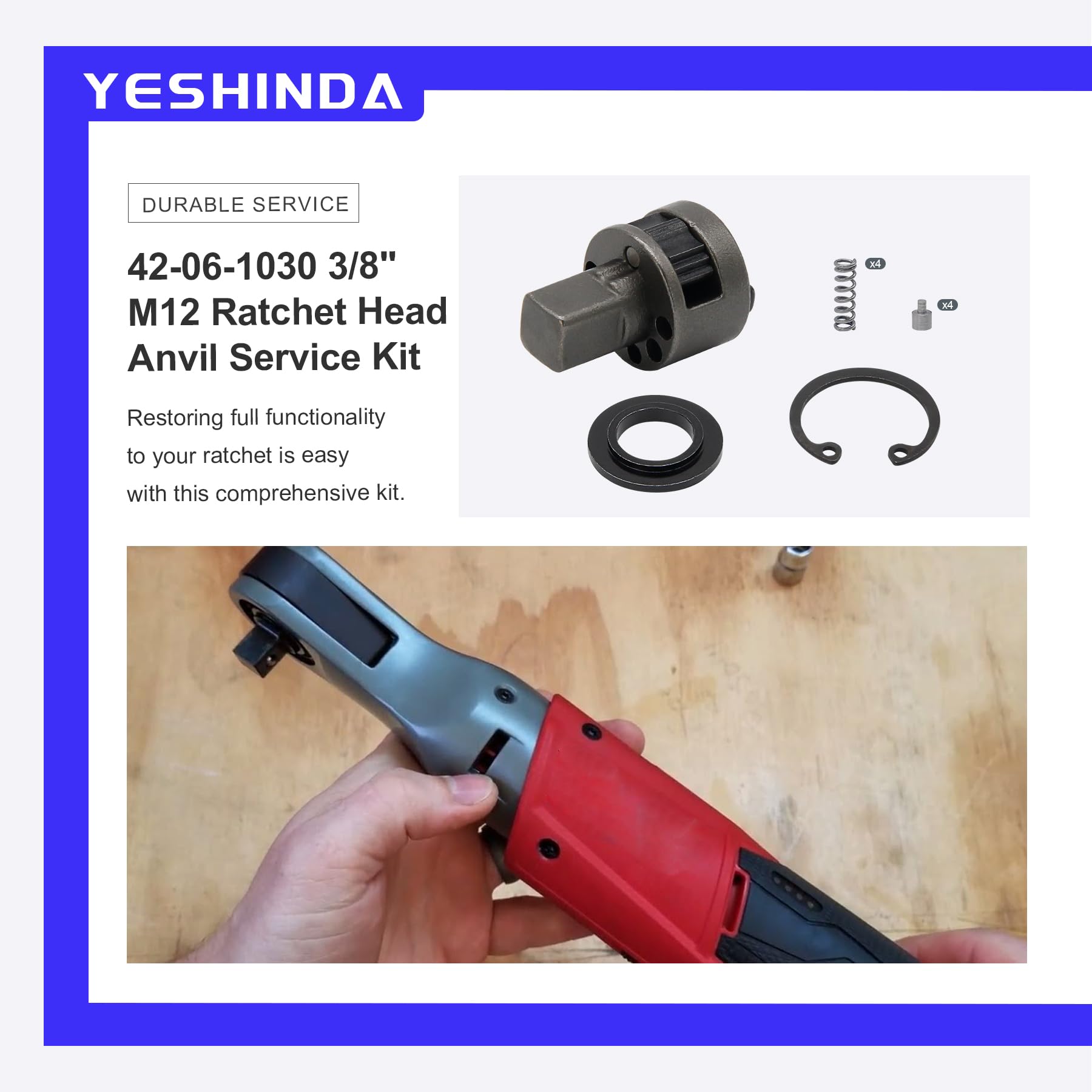 YESHINDA 3/8 inch 42-06-1030 Ratchet Head Anvil Repair Kit Fit for Milwaukee 2457-20,2457-21 M12 Spanner-Tool