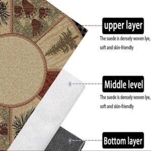 Soyalie Rustic Lodge Round Area Rug for Entrance Kitchen Pine Tree Print Carpet Bear Cabin Circle Floor Carpets Vintage Throw Rugs 3ft