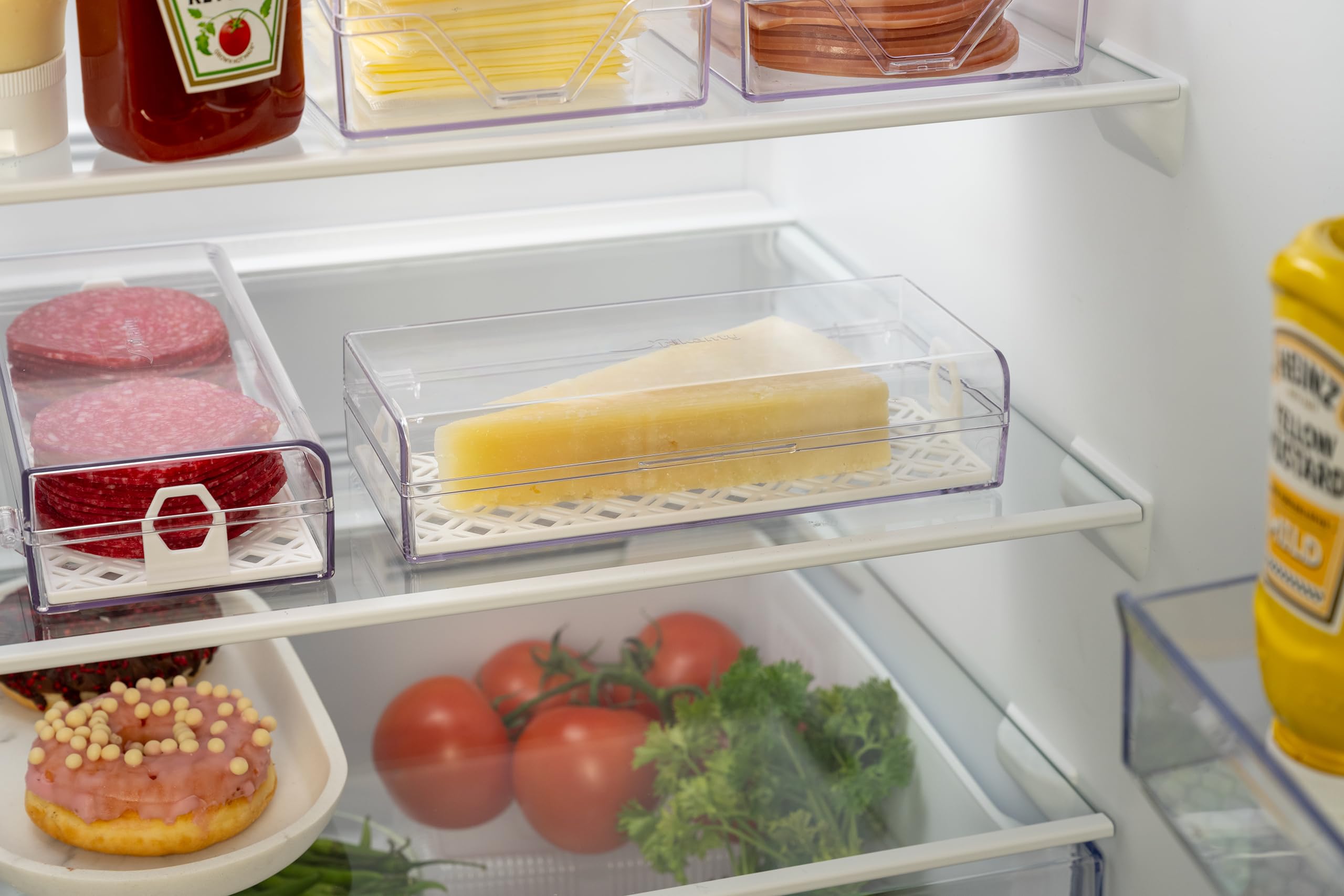 Pikanty American Sliced Cheese Holder | Airtight Storage Container for Fridge | Hinged Lid | Dishwasher Safe | Holds 24 Slices | Made in USA