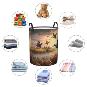 Hunting Flying Mallard Ducks Laundry Hamper,Portable Clothes Hampers,Storage Basket Toys Storage Organizer For Home Dorm