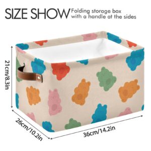 NFMILI Gummy Bear Storage Basket, Fabric Storage Cubes Bins, Open Home Storage Bins with Handles, Foldable Cubes Closet Organizer Boxes 14.2 x 10.2 x 8.3 in (Large - 2 Pack)