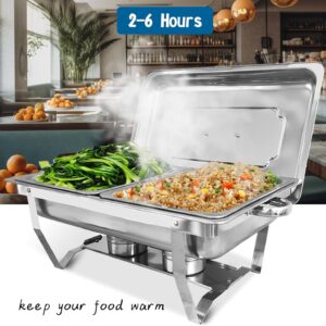 Jacgood Chafing Dish for Buffet, 4 Pack Stainless Steel Chafing Servers Food Warmer Sets with 8QT Half Size Food Pan for Kitchen Party Banquet Dining