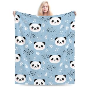 zeleda panda blanket,flannel warm cozy panda blankets comfortable soft throw blanket, for couch bed or travel,birthday gifts for girls kids adult 60"x50"(blue)