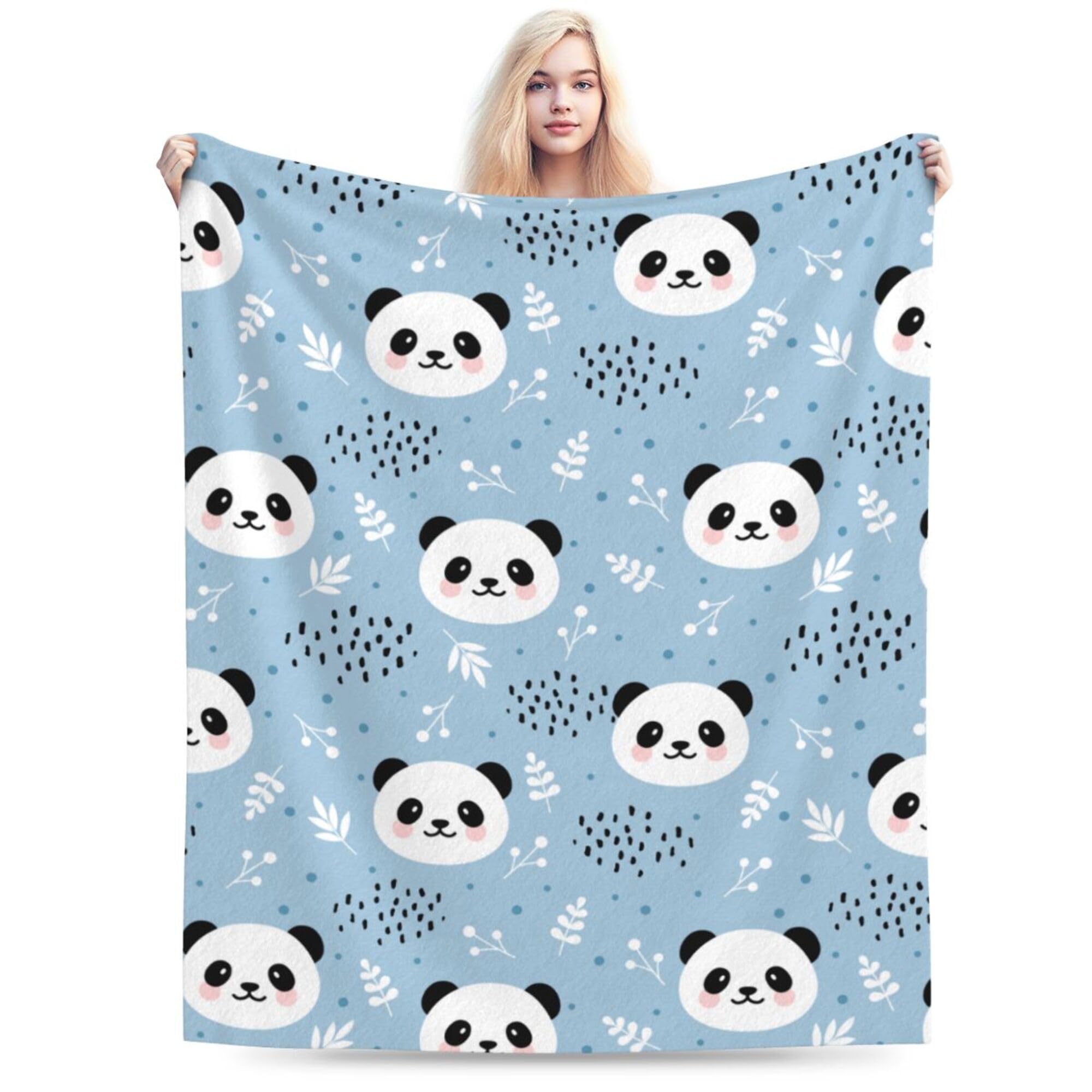 Zeleda Panda Blanket,Flannel Warm Cozy Panda Blankets Comfortable Soft Throw Blanket, for Couch Bed or Travel,Birthday Gifts for Girls Kids Adult 60"X50"(Blue)