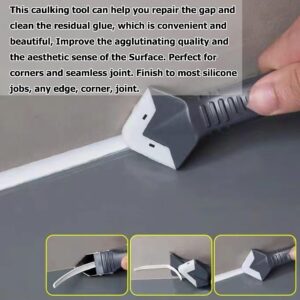 Silicone Caulking Tool Caulk Remover 3 in 1 (Stainless Steelhead), Sealant Finishing Tool Grout Scraper, Reuse and Replace 5 Silicone Pads, Great Tools for Kitchen Bathroom Window, Sink Joint