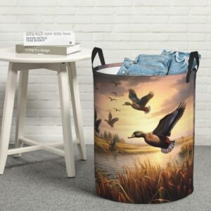 Hunting Flying Mallard Ducks Laundry Hamper,Portable Clothes Hampers,Storage Basket Toys Storage Organizer For Home Dorm