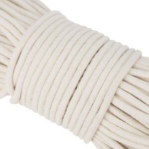 SOUJAP 328 Feet 5/16 Inch Cotton Rope, White Cotton Sash Cord, 8mm Thick Cotton Clothesline Rope for DIY, Decoration, Tie Down